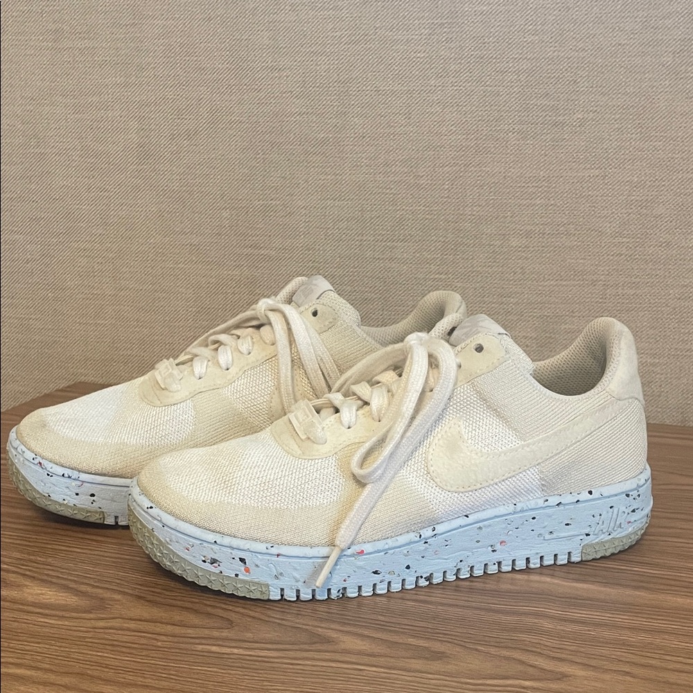 Air Force One Knit Nike Cream Sneakers with Speckled Sole